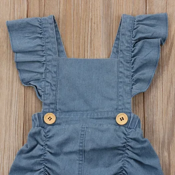 Cute Bērnu Kid Baby Girl Apģērbu, Džinsa Romper Bez Piedurknēm, Vasaras Apģērbs Apģērbs