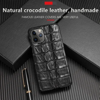 Dabas Krokodila Ādas Tālrunis Lietā Par iPhone 12 Mini 11 Pro Apple X XS Max XR 6S 6 7 8 Plus SE Luksusa Aligators Vāciņu