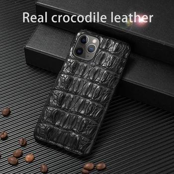 Dabas Krokodila Ādas Tālrunis Lietā Par iPhone 12 Mini 11 Pro Apple X XS Max XR 6S 6 7 8 Plus SE Luksusa Aligators Vāciņu