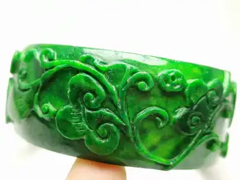 Dabas Mjanmas emerald green jade aproces roku cirsts ziedu jadeite rokassprādzes, aproces, aproces jade rotaslietas