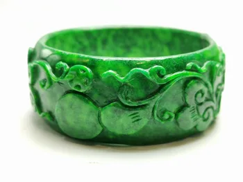 Dabas Mjanmas emerald green jade aproces roku cirsts ziedu jadeite rokassprādzes, aproces, aproces jade rotaslietas