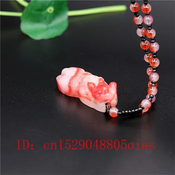 Dabas Sarkana Ķīnas Jade Dragon Kulons Pixiu Kaklarota Modes Šarmu, Jadeite Rotaslietas Cirsts Tiger Amuletu Dāvanas Sievietēm