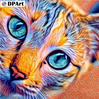 Daimond Krāsošana Pilnu Kvadrātveida/Kārtas Urbt Fraktāļu Kaķis 5D Dimanta Rhinestone Izšūšanai, Glezna Krustdūrienā Mozaīkas Attēlu M1881