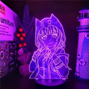 Danganronpa 2 Chiaki Nanami 3D Ilūziju, Rakstāmgalda Lampas, Akrila LED Nakts Gaisma Guļamistaba Dekorēšana Gultas Nakts Lampas Bērnu Ziemsvētki Dāvanu