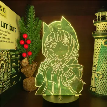 Danganronpa 2 Chiaki Nanami 3D Ilūziju, Rakstāmgalda Lampas, Akrila LED Nakts Gaisma Guļamistaba Dekorēšana Gultas Nakts Lampas Bērnu Ziemsvētki Dāvanu