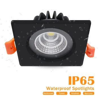 [DBF]Ūdensizturīgs IP65 LED Spot Gaismas 5W 7W 12W 15W Melns/Balts Kvadrātveida Padziļinājums Downlight Vannas istabā Griestu Lampas 3000K/4000/6000K