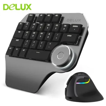 Delux Vadu T11 Dizainera Vienu Roku Tastatūra + Virsmas Skalu + Bezvadu Bluetooth Dual Režīmā Vertikālās Peles Combo PC Inženieris