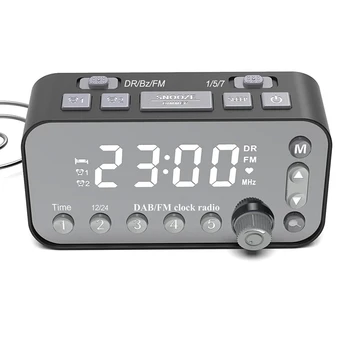 Digitālais Modinātājs DAB FM Alarm Clock Radio Dual USB Uzlādes Ostas LCD Displeja fona Apgaismojums Regulējams Signāla Skaļuma Modinātājs