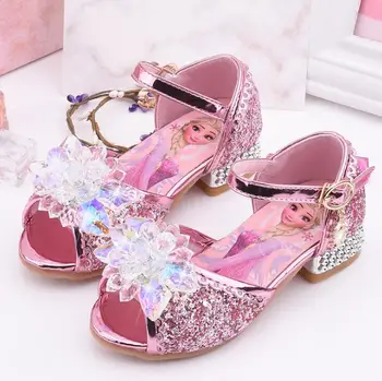 Disney meiteņu sandales, jaunas vasaras bērnu zivju muti kurpes meitenēm, kristāla kurpes Saldēti 2 elsa Princese apavi