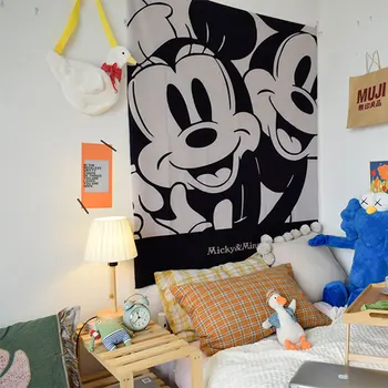 Disney Mickey Minnie Mouse Sienas karājas Gobelēns, Bērnu Guļamistaba Dekorēšana mīksta Plīša Mandala Gobelēns Paklāju Mājas Dekoru