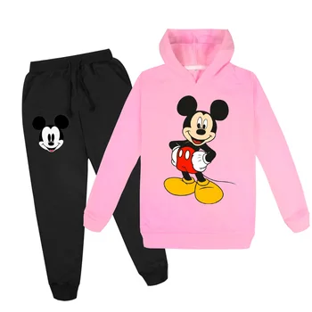 Disney Modes Mickey Mouse Bērniem Bērnu sporta Krekls Liels Zēns Zēni un Meitenes pelēkā vārna + Bikses Kopa