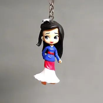 Disney Princess 4gab Mini Snow White Sirēna Rapunzel Tangled Keychain Lelle Piekariņa Attēls DIY Key Chain Soma Kulons Bērniem Dāvanu