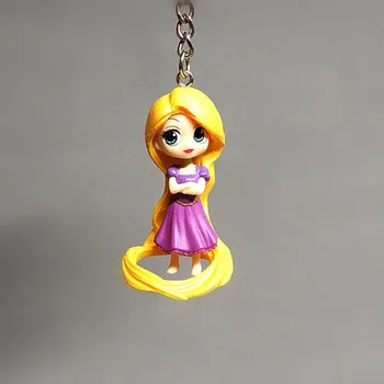 Disney Princess 4gab Mini Snow White Sirēna Rapunzel Tangled Keychain Lelle Piekariņa Attēls DIY Key Chain Soma Kulons Bērniem Dāvanu
