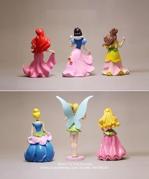 Disney Princess Snow White Ariel Pelnrušķīte Lāpīt Bell 8cm 6pcs/set Rīcības Attēls, Anime Mini Kolekcija Statuetes Rotaļlieta modelis dāvanu