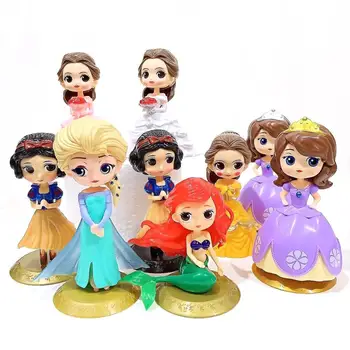 DISNEY Q posket Princese Lelle Ariel Rapunzel sniegbaltīte Elsa Belle Attēls rotaļlietas, lelles, rotaļlietas Kūka dekori dzimšanas dienas svinības
