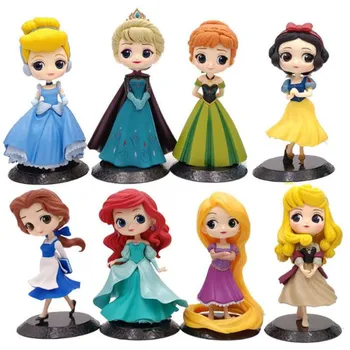 DISNEY Q posket Princese Lelle Ariel Rapunzel Tangled Elza Anna Attēls rotaļlietas, lelles, rotaļlietas Kūka Topper Kūka dekori dzimšanas dienas svinības