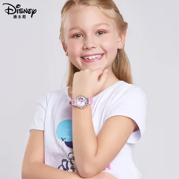 Disney Saldēti Princese Elza Sofija Skatīties Meitenes Rozā Dāvanu Klāt Skatīties Luksusa Vainagu Dizaina Romantiskas Ādas Kvarca Skatīties MK-14045