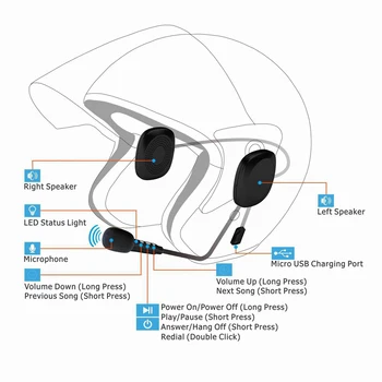 DISOUR Motocikla Ķivere Bezvadu Bluetooth Austiņas Ūdensizturīgs Pret traucējumiem V5.0 Austiņas, Brīvroku Zvanīšana Moto Austiņas