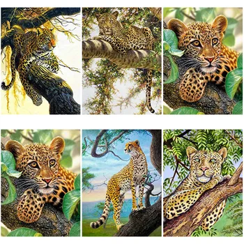 DIY 5D Dimanta Krāsošana Dzīvnieku Cross Stitch Meža Leopardi Dimanta Mākslas Izšuvumu Pilna Apaļa/Kvadrātveida Urbt Kuģiem, Mājas Dekoru, Dāvanu