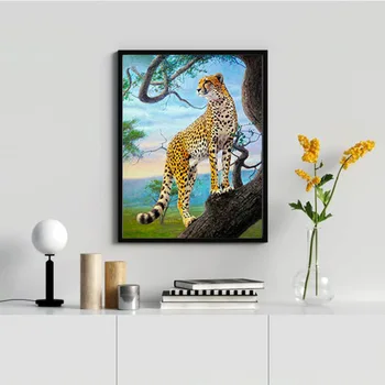 DIY 5D Dimanta Krāsošana Dzīvnieku Cross Stitch Meža Leopardi Dimanta Mākslas Izšuvumu Pilna Apaļa/Kvadrātveida Urbt Kuģiem, Mājas Dekoru, Dāvanu