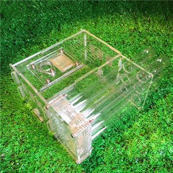 DIY Akrila Stikla Ant Farm ar barotavām Skudru Ligzdu Skudras Mājā Rūpnīcas Darbnīcas Kukaiņu 6 Mēģenes Pet Pūzni 15*14.5*8.5 cm