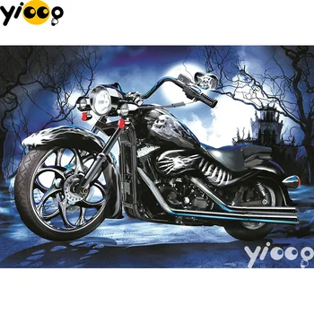 DIY Dimanta izšuvumi 5D Pilnu Kvadrātveida Dimanta Krāsošana Skelets motociklu Cross Stitch Bildes Rhinestones Mozaīkas BX0203