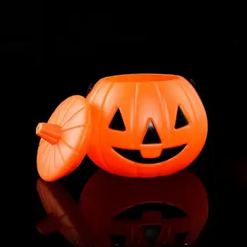 DIY Halloween Portatīvo Ķirbju Kausa Bērniem Konfektes Spainis Turētājs Mucā ar Vāku Puse Dāvanas, Rotājumi Hallloween Konfektes Turētājs