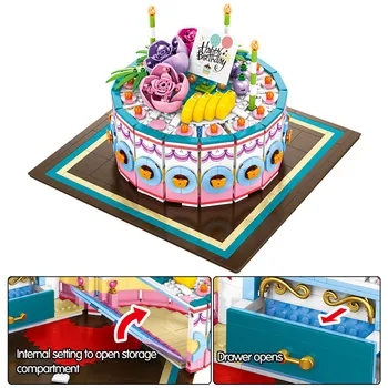 DIY Izlikties, Spēlēt Virtuve Dzimšanas dienu Sacīkšu Kūka Ķieģeļi Rotaļlietas Ideja, Pārtikas, Celtniecības Bloki, Izglītojošas Rotaļlietas Bērniem
