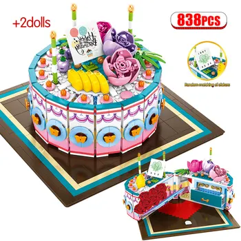 DIY Izlikties, Spēlēt Virtuve Dzimšanas dienu Sacīkšu Kūka Ķieģeļi Rotaļlietas Ideja, Pārtikas, Celtniecības Bloki, Izglītojošas Rotaļlietas Bērniem
