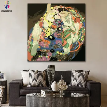 DIY krāsvielas bildes ar numuriem ar krāsas classic Gustava Klimta jaunavas attēls, zīmējums, glezna, ko numuri rāmjiem