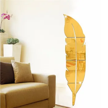 DIY Spogulis Sienas Uzlīmes Spalvu Stila Akrila Aplauzums Spogulis sienas uzlīmes, mājas dekors dzīvojamā istaba Mākslas Uzlīmes meitenēm numuri