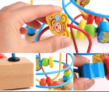 Dižskābardis 3-Līniju Kukaiņi Apkārt Krelles, Koka, Bērnu, Dzīvnieku Fāzēm, Baby Puzzle Montessori Izglītības Rotaļlietas Bērniem