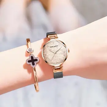DOM Jaunu Modes Skatīties Sieviešu Rhinestone Kvarca rokas Pulkstenis Dāmas Kleita Sieviešu Pulkstenis relogio feminino Rose Gold reloj mujer