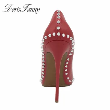 Doris Pakaļa Sarkana sexy kuteris formas duncis augstpapēžu kurpes Sievieti kniežu radzēm sūkņi Norādīja Toe dāmas sūkņi 2018