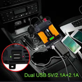 Dual USB 6000W DC 12V UZ 110/220V AC Saules Car Power Inverter Lādētāja Pārveidotājs Adapteris 12V UZ 110/220V Sine Viļņiem Konvertētājs