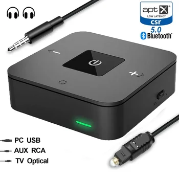 Dubulta Savienojuma pārtraukšana Bluetooth 5.0 Aptx Zema Latentuma Aux 3,5 mm, RCA, SPDIF Optiskā TV Audio Raidītājs Uztvērējs Bezvadu Mūzikas Adapteri