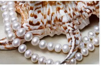 Dubultā Strands9-10mm Dienvidu Jūras apaļu Baltu Pērļu Necklace18