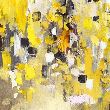 Dušas Aizkars Anotācija Eļļas Glezna Triepienu Kritums Krāsas Dekoratīvos Mūsdienu Mākslas Darbs, Dzeltena, Bēša Melns