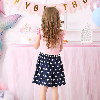 DXTON 2020. gadam Meiteņu Drēbes Jaunas Vasaras Meiteņu Kleitas, kas Peld ar Piedurknēm Princese Kleita Sequin Sirds Meitenes Vestidos Gadījuma Bērniem Kleita