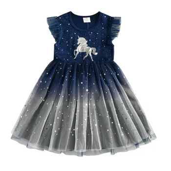 DXTON Bērniem Vasaras Kleitas Bērnu Izlīdzināšanu Piedurknēm Tutu Kleita Unicorn Meitenes Apģērbu Vestidos Meitene Princess Dress Kostīmi Bērniem