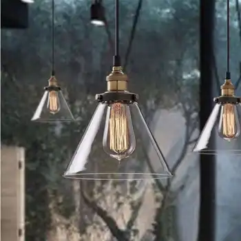 E27 Retro Vintage Lustras Lampas Toni, Rūpniecības Lampas Segtu Vadu Kafijas Bārs Stikla Vāks Griestu Kulons Gaismas Bāzes