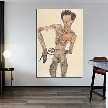 Egon Schiele Self Portrait (Pašportrets) Sienu Mākslas Audekla Gleznu Plakātu Izdrukas Mūsdienu Krāsošana Sienas, Attēlus Dzīvojamā Istaba Mājas Apdare