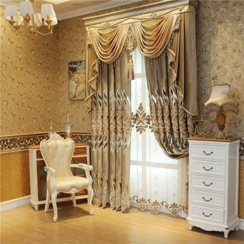 Eiropas un Amerikas Royal Luxury Samta Aizkari Guļamistabas Loga, ar Augstas Kvalitātes Voile Aizkaru Villa Dzīvojamā Istaba