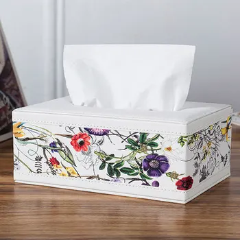 Eiropā Rīsu karoga PU ādas audu lodziņā audu turētājs plastmasas audu kasti gadījumā rūtiņu papīra salveti, lai mājas dekoru ZJH047A