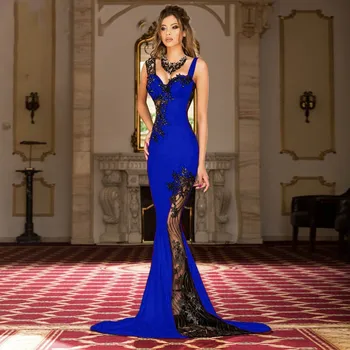 Elegants Royal Blue Sirēna, Vakara Kleitas, Sieviešu Īpašu Gadījumu, Puses Appliques Sequin Garas Kleitas 2020. Gadam Red Balli Formālu Kleita