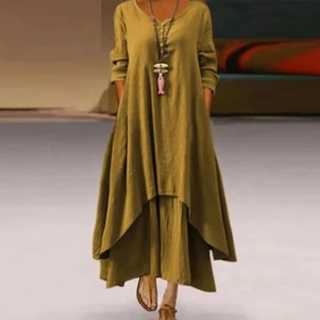 Elegants Vintage Cietā Zaudēt Puse Kleita Sievietēm Ir 2021. Pavasara Gadījuma Kokvilnas Veļu, Maxi-Line Kleitas, Sieviešu Pogu Dizaina Kleitas