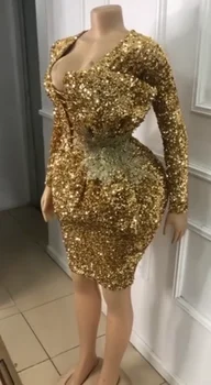 Elegants Āfrikas Vizuļi Īss Balles Kleitas, Sirēna Nakts Cocktial Kleita 2020. Gadam Pilnībā Piedurknēm Fāzēm Puse Kleitas Drēbes De Saviesīgs Vakars