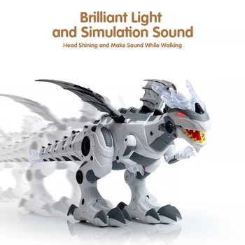 Elektriskie Rotaļu Lielformāta Pastaigas Spray Dinozauru Robotu, Ar Gaismu, Skaņu Mehāniskās Dinozauri Modeli, Rotaļlietas Bērniem, Bērnu