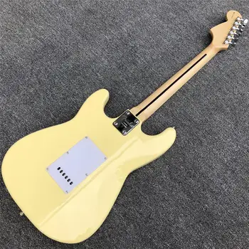Elektriskā Ģitāra, dziļi robotu klaviatūra Dzelteno krāsu 21 frets Krēmveida Yngwie Malmsteen ST guitarra
