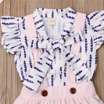 Emmababy 3PCS Bērniem, Baby Meitene Ziedu Topi, T-krekls+Zeķu Svārki Kleita Tērpiem Drēbes